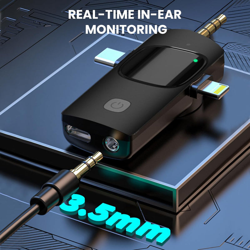 Wireless Lavalier Microphone, Professional Wireless Lavalier Lapel Mic, Portable Clip Mini Mic for Interview/Vlog/Livestream/Podcast/Teaching, Audio & Video for iPhone, Android/Pad/Camera/Laptop