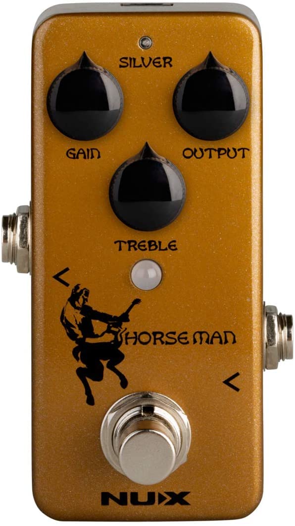 Briskdrop NUX Horseman Overdrive Guitar Effect Pedal Bundle with Instrument Cable, 2 Patch Cables, and 6 Dunlop Picks, Assorted,Gold,Transparent,Silver