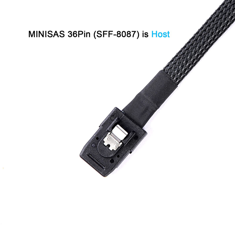 Mini-SAS to SAS-Cable: 1M SFF8087 to SAS SFF-8087 to SFF-8482 Connector 4X SAS with SATA-Power Adapter Cable (3.3FT) 3.3FT 1Pack