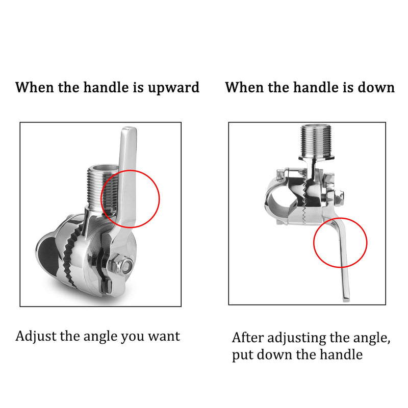 [AUSTRALIA] - Marine VHF Antenna Mounts, Rail Mount Adjustable Antenna Base, Ratchet Mount, for 7/8 to 1 inch (22-25.4mm) Rail, 316 Stainless Steel, with Mounting Wrench 