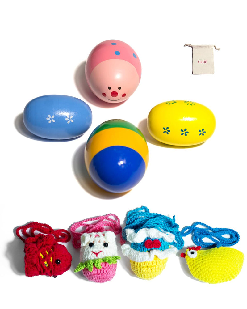[AUSTRALIA] - Egg Shakers Musical Instruments with Cute Knit Holder and Bag, Hanging Toy for Babies, Toddlers, Easter Egg Maracas for Kids, for Education, Classroom Teaching, Party Supply, Prizes 