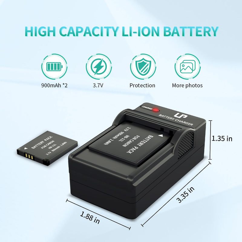 LP NB-11L Battery and Charger,2-Pack 900mAh Batteries for Canon PowerShot Elph 180 Elph 360 Elph 110 Elph 130 Elph 135 Elph 150 Elph 190 Elph 320 Elph 340 Elph 350, A4000 SX420 SX410 SX400 and More