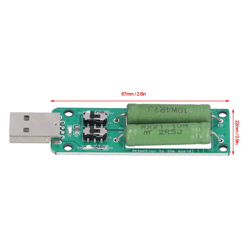 Eujgoov USB Load Tester Power Bank Discharge Resistor 5 V 1 A / 2 A / 3 A Switchable Load Resistor Discharge Ageing Resistance Electronic Load Detector Pack of 2