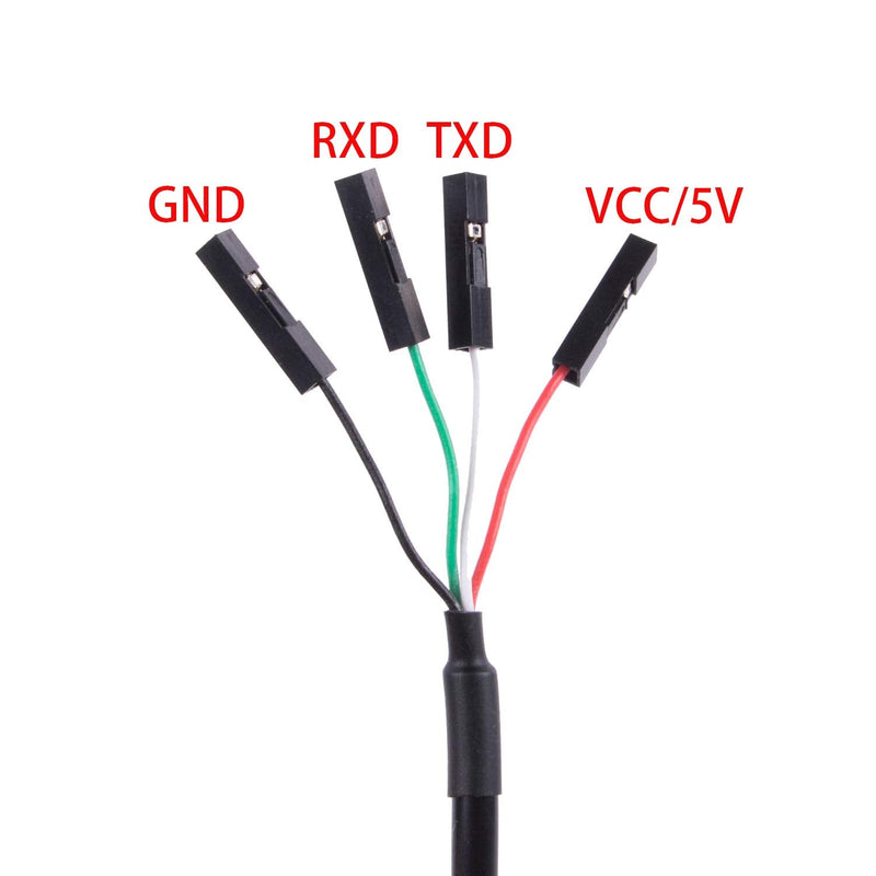 USB to TTL Serial 5V 3.3V Adapter Cable TX RX VCC GND Pinout with 4 Pin 0.1 inch Pitch Female Socket FTDI Chip for Windows 10 8 7 XP Vista Android Mac OS (Logic 3.3V Level) Logic 3.3V Level