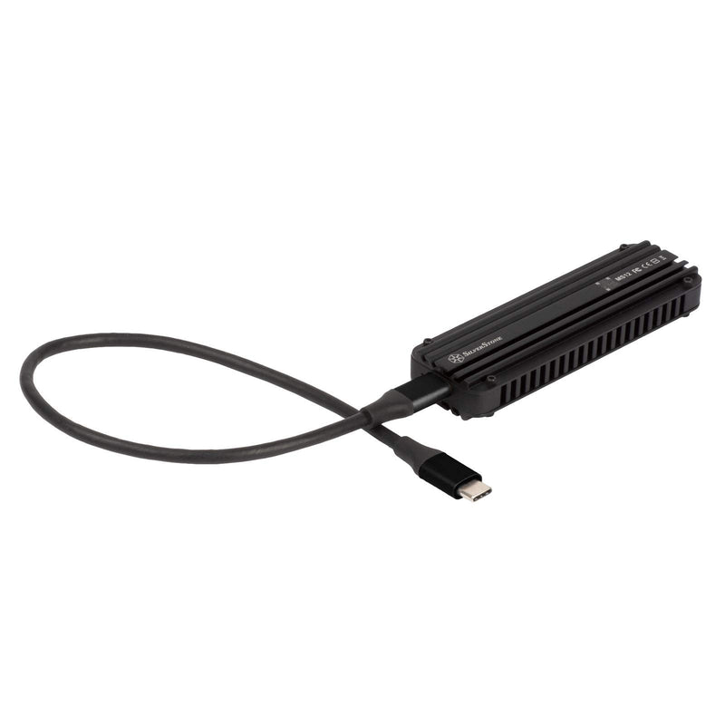 Silverstone MS12, 20Gbps SuperSpeed+ USB 3.2 Gen 2x2 Type-C to NVMe M.2 SSD Enclosure, Aluminum, Black, SST-MS12