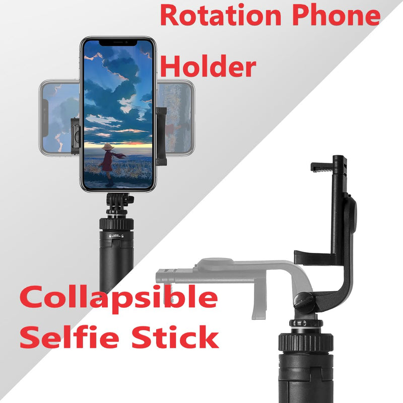 66" Selfie Stick Tripod for Cell Phone & Camera, All in 1 Expandable Phone Tripod with Remote Control and Rotate Phone Holder, Portable Tripod for iPhone/Goproo and Cameras.(black) black