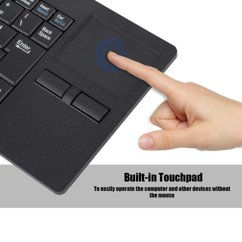 MC-818 82 Keys USB Keyboard Wired Keyboard Built-in Touchpad USB HUB Port Mechanical Button Structure Ergonomic Keyboard Mute Ultra-Thin Keyboard for Notebook/Desk, Black
