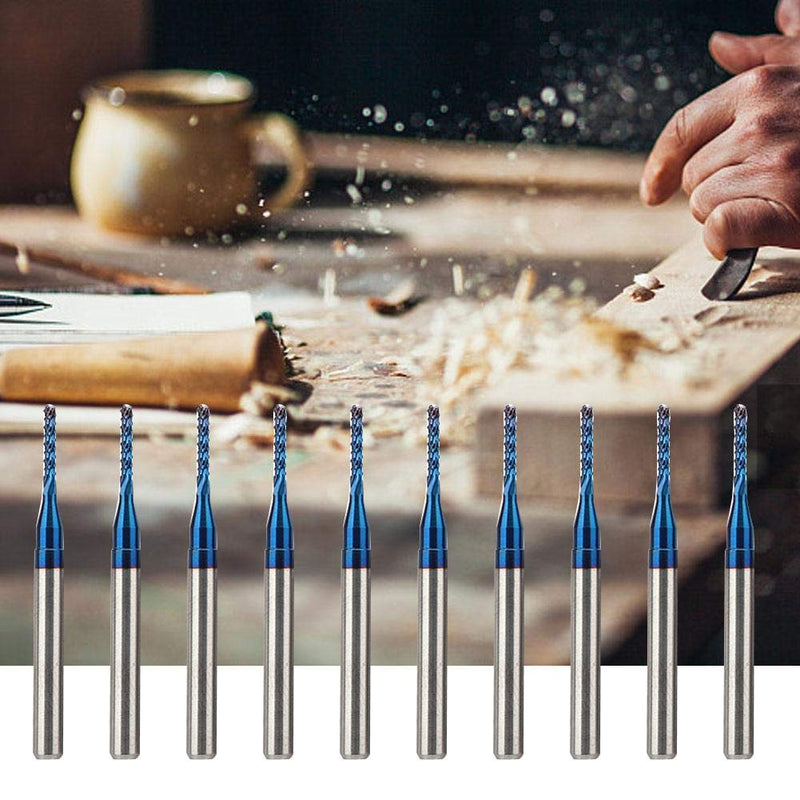 10-Piece End Mill Set Carbide Cutter Blue Corn Cutter CNC PCB Engraving Milling Tool (1.4 mm)