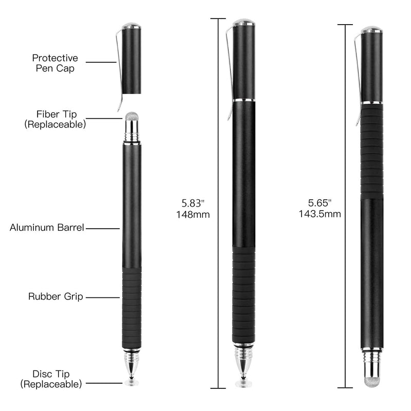 Stylus for iPad, Abiarst Stylus Pens for Touch Screens Disc & Fiber Tip for Apple/iPhone/Ipad pro/Mini/Air/Android/Microsoft/Surface All Capacitive Touch Screens (3-Pack (Black/Blue/Rose Gold)) 3-Pack (Black/Blue/Rose Gold)