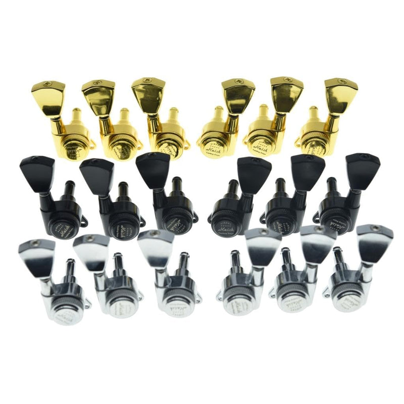 KAISH 3x3 Locking Tuners 18:1 Guitar Tuning Keys Locking Tuning Machines with Keystone Buttons for LP/Les Paul/SG/ES or Acoustic Guitars Black