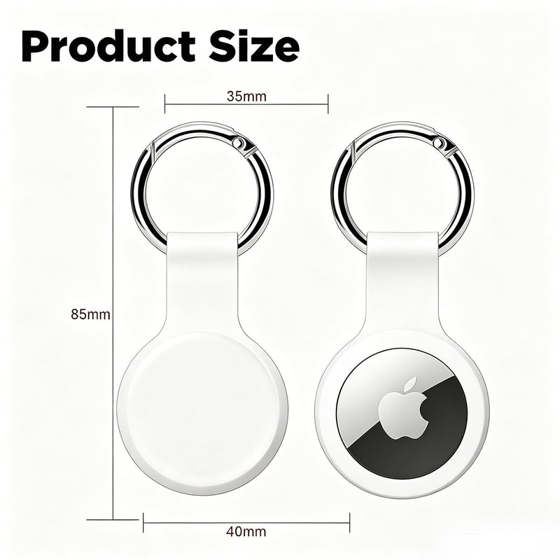 Silicone Protective Case with Keychain for Apple AirTag, Anti-Loss Holder, Item Tracking, Smart Tag Cover, Air Tag Case, Air Tag Holder, Air Tag Keychain, Air Tag Halter, Airtag Tok White
