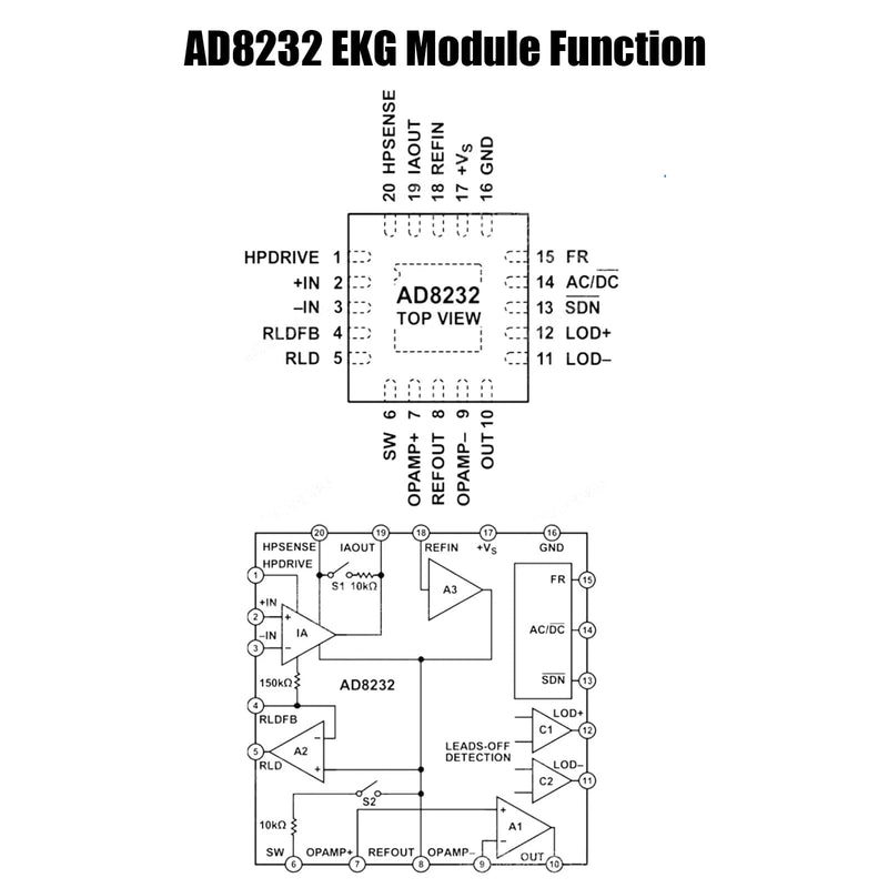 [AUSTRALIA] - AD8232 ECG Module Kit Binghe AD8232 ECG Measuring Pulse Heart Rate Sensor Module AD8232 ECG Monitoring Sensor ECG Heart Rate Sensor Module with Dupont Cable Compatible with Arduino 