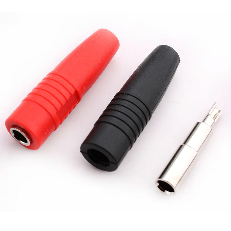 RUNCCI-YUN 10Pcs Insulated Female Banana Plug Solder Banana Plugs socket for Male Banana Plug Cable Connector（Black/Red）
