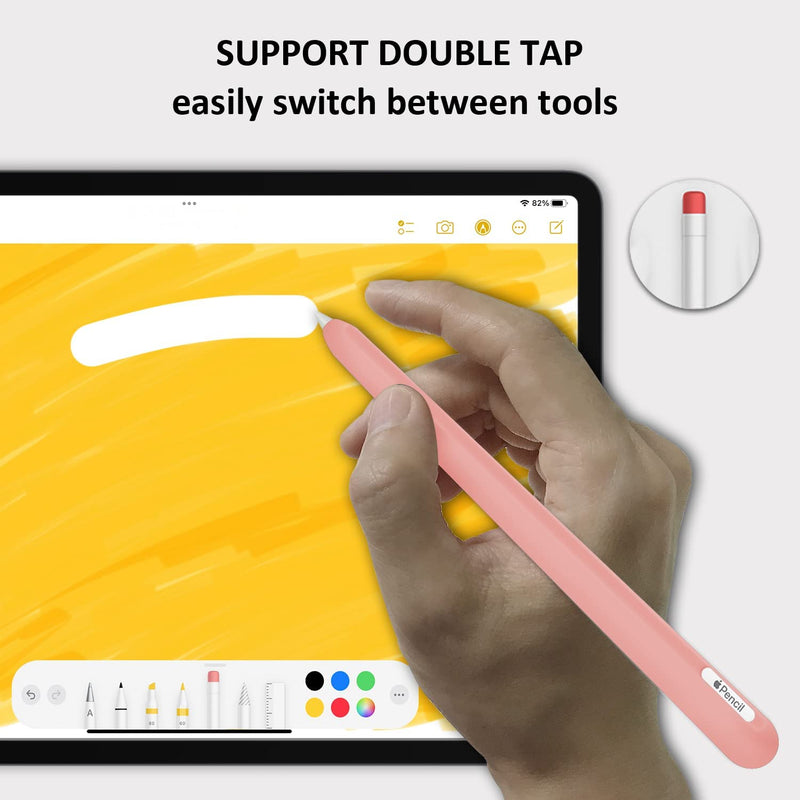 Slim Soft Silicone Sleeve Case Compatible with Apple Pencil 2nd Generation Only, Protective Grip Cover Skin for iPad Apple Pencil 2nd Gen (Pink) Pink