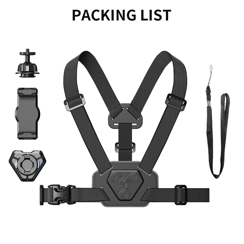 Adjustable Phone Chest Mount Harness Strap Moblie Phone Holder Mount for Recording Bike/Kayak/Fishing/Skateboard POV/VLOG Compatible with iPhone 17/16/15/14/13 Pro Max, Samsung and More