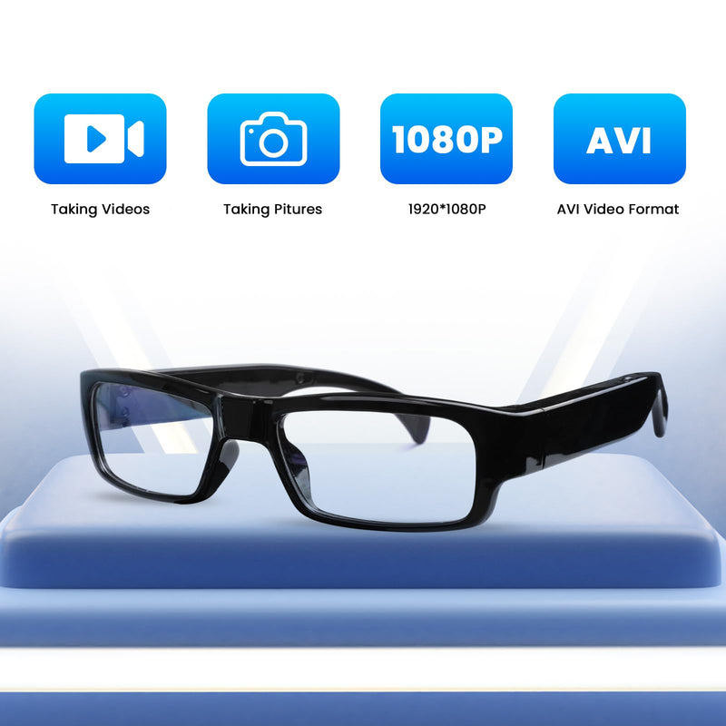 Camera Glasses Video Glasses HD with 64GB Memory Card Recording Glasses Smart Glasses Wearable Eyeglasses for Outdoor Sports