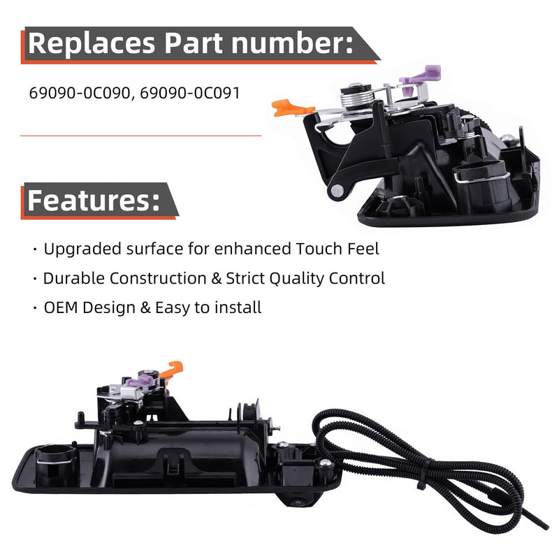 DEAL AUTO ELECTRIC PARTS Tailgate Handle Backup Camera w/Key Hole | Compatible with Toyota 16-23 Tacoma 14-21 Tundra, Built-in Truck Bed Backup Rear View Camera w/Power Cable RCA Plug