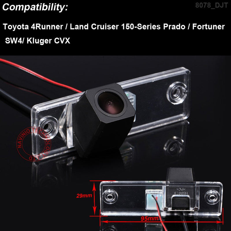 HD IP68 170°Reversing Vehicle-Specific Integrated in Number Plate Light License Rear View Backup Camera Compatible with Toyota 4 Runner/Land Cruiser 150-Series Prado/Fortuner/SW4/Kluger CVX