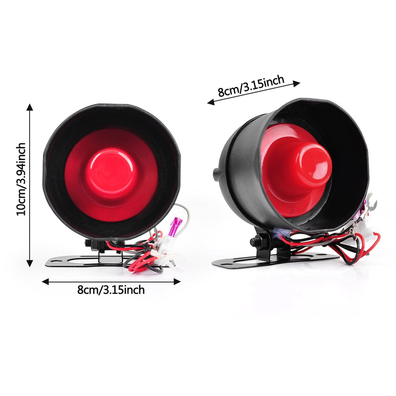 12V Car Alarm System, Anti-Theft Horn Siren with 7-Levels Sensitivity Universal Security Protection System Vehicle Alarm System with Sound