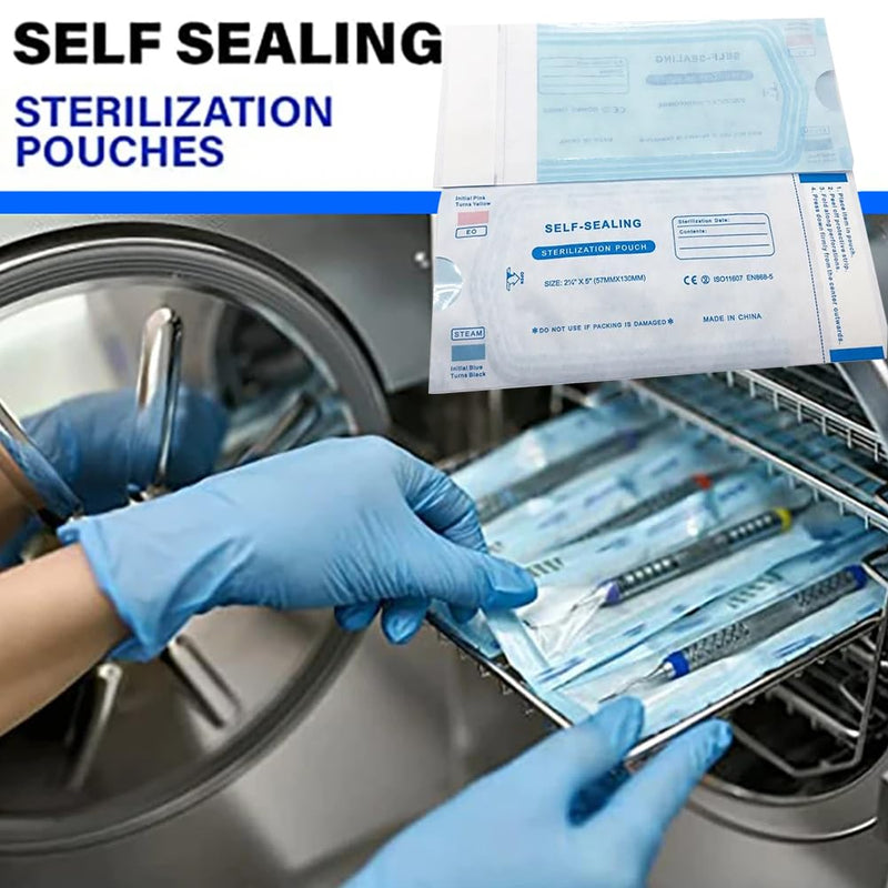 Sterilization Bags, 60 Pieces Self Sealing Sterilization Bags, Disinfectant Bags for Autoclaves, Sterilization Bags, Bags