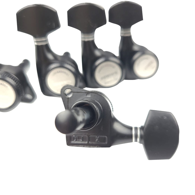 Kaynes Guitar Locking Tuners – 18:1 Black Lock String Tuning Keys Pegs Machine Heads Tuners for Strat Tele ST TL LP SG most Electric or Acoustic Guitars (6 Inline for Right, Black) 6 Inline for Right
