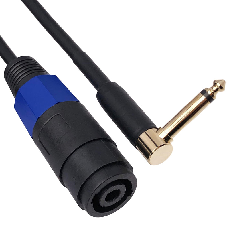 CESS-144 Speakon Female Connector to 1/4" Male TS Speaker Cable - Speak-on Jack to 1/4 TS Plug (Right-Angle Plug) (Pack of 2) Right-angle Plug (Pack of 2)