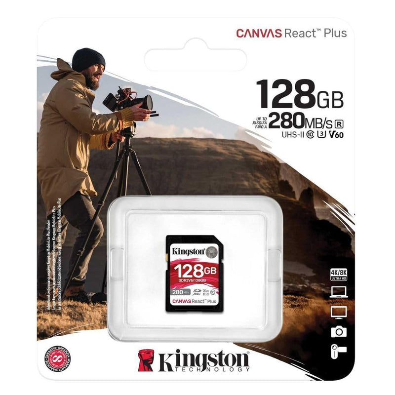 [AUSTRALIA] - Kingston Canvas React Plus V60 SD 128GB SDXC UHS-II 280R/100W U3 V60 for Full HD/4K Black 