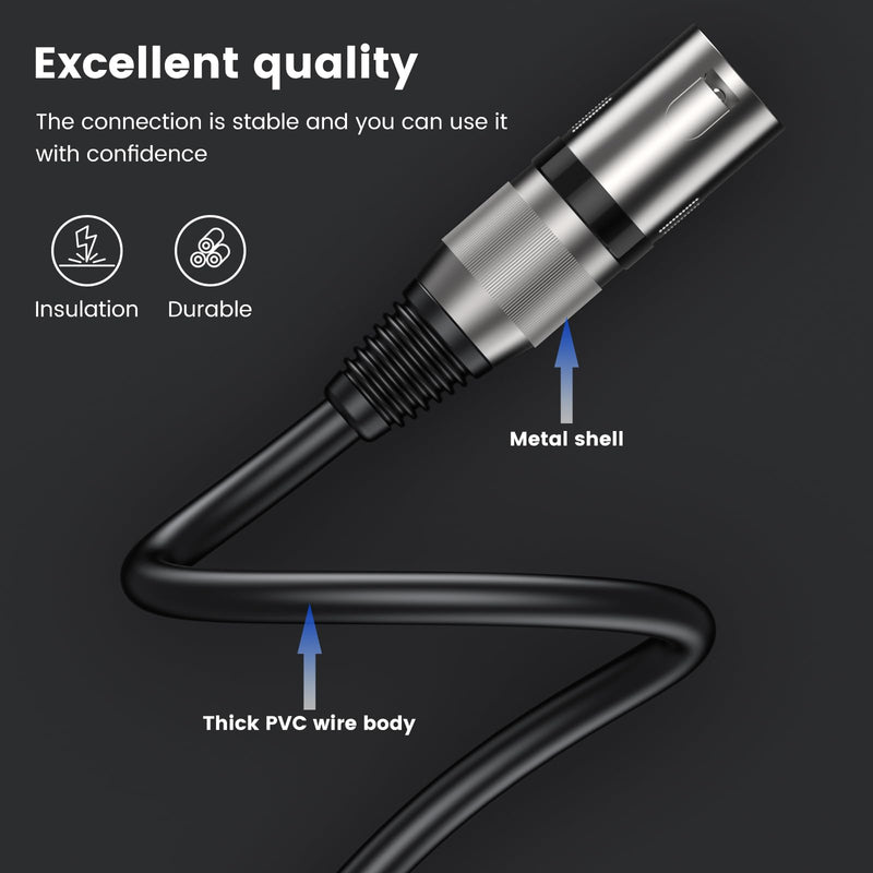 MOSWAG 6.35mm TRS Male to XLR 32.8FT/10M, 1/4 to Cannon MIC Male PVC Jacket XLR Cord, Instrument Cable, Noise-Cancelling Mic Speaker Cable for Audio Sound Consoles, Power Amplifier, Mixing Console Black