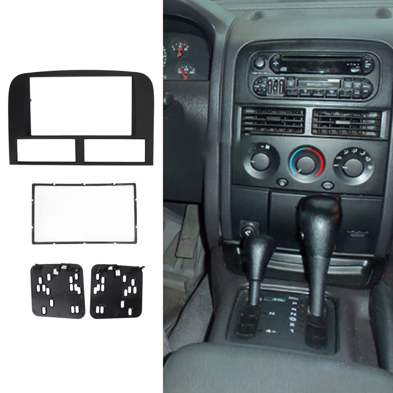 Qiilu Car Dashboard Trim Kit丨 Car Stereo Radio Panel丨Dashboard Installation Trim Kit 2 Din Stereo Radio Bezel Replacement for 1999 2004 Automotive Interior