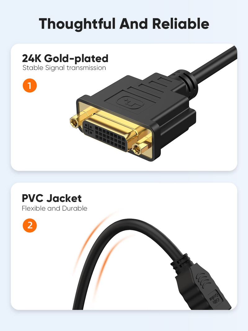 CableCreation HDMI to DVI Short Cable 0.5ft Bundle with USB C Hub 4K 60Hz