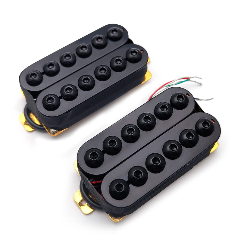 SAPHUE Adjustable Metal Double Coil Electric Guitar Pickups Humbucker Punk Neck/Bridge Pickup (Black) Black
