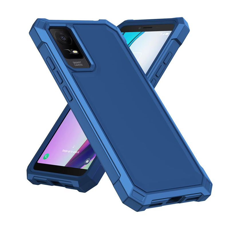 for TCL ION X Case/TCL ION V Case with Screen Protector,TCL ION V T607DL Phone Case Frosted PC Back Soft Silicone Bumper Military Grade Full Body Protection Cover for TCL ION X T430W Blue TCL ION X/ION V