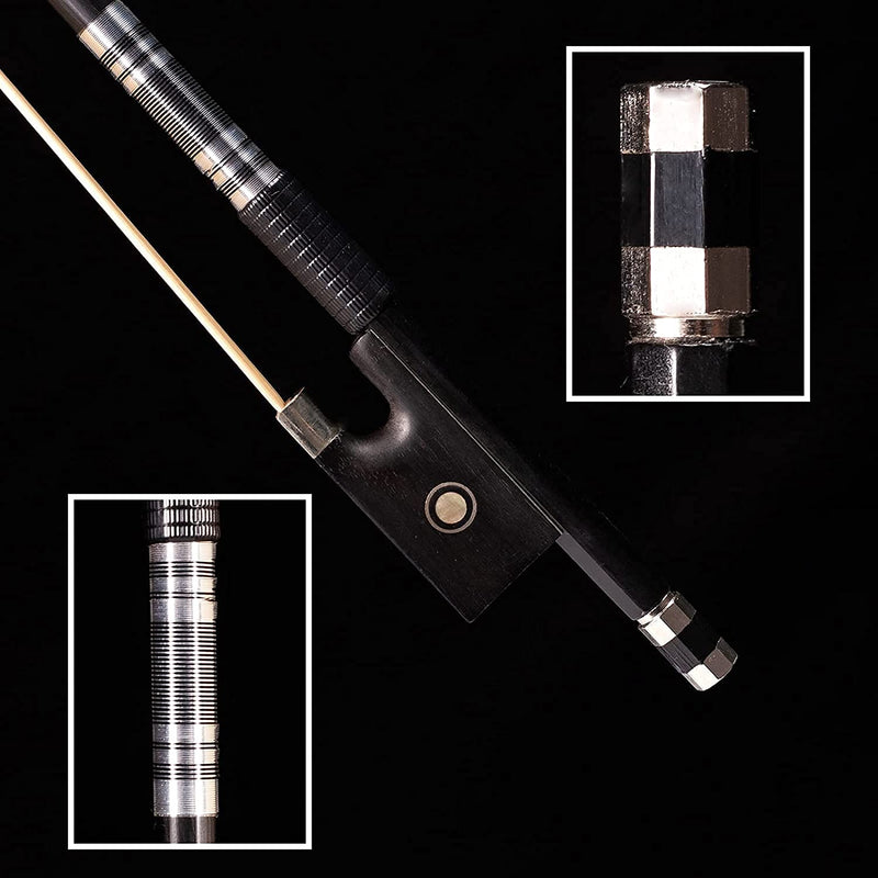 Carbon Fiber Violin Bow 4/4 Full Size Lightweight Fiddle Bow with Deep & Powerful Tone for Advance Level Violins [Carbon Bow 4/4] Carbon bow 4/4 full size