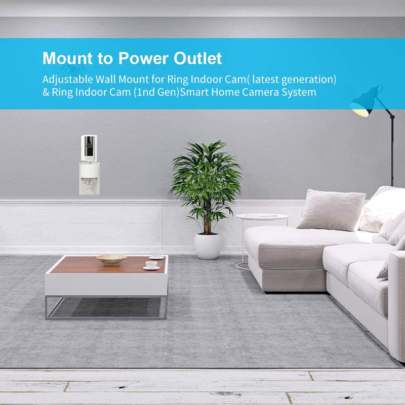 Outlet Mount for Ring Indoor Cam (2nd Gen and 1nd Gen), 1 Pack Plug-in Wall Mount Stand with Power Plug, 360 Degree Swivel and Space Saving Design (Ring Camera are Not Included)