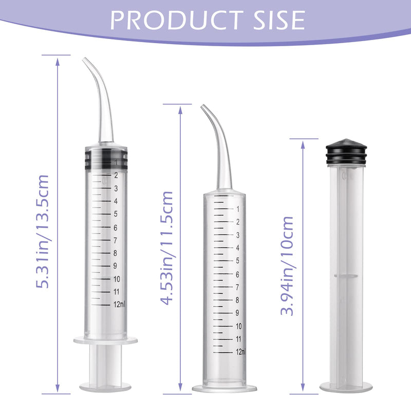 Molain Pack of 5 12ml Mouth Syringe Ear Cleaning Solution Empty Tube Extraction Hook Syringe Removal Accessories with Curved Tip Picks Dental Care