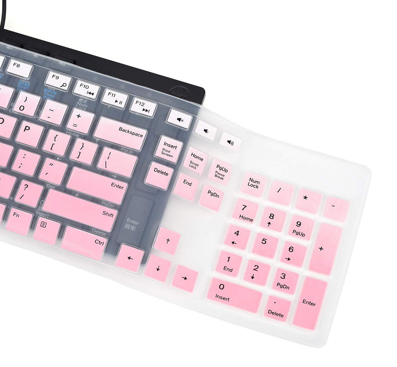 Keyboard Cover for Dell KM636 Wireless Keyboard & KB216 Wired Keyboard, Dell Optiplex 5250 3050 5460 7450 7050 & Inspiron AIO 3475/3670/3477 Desktop Keyboard, Dell KM636 Keyboard Cover - Gradual Pink