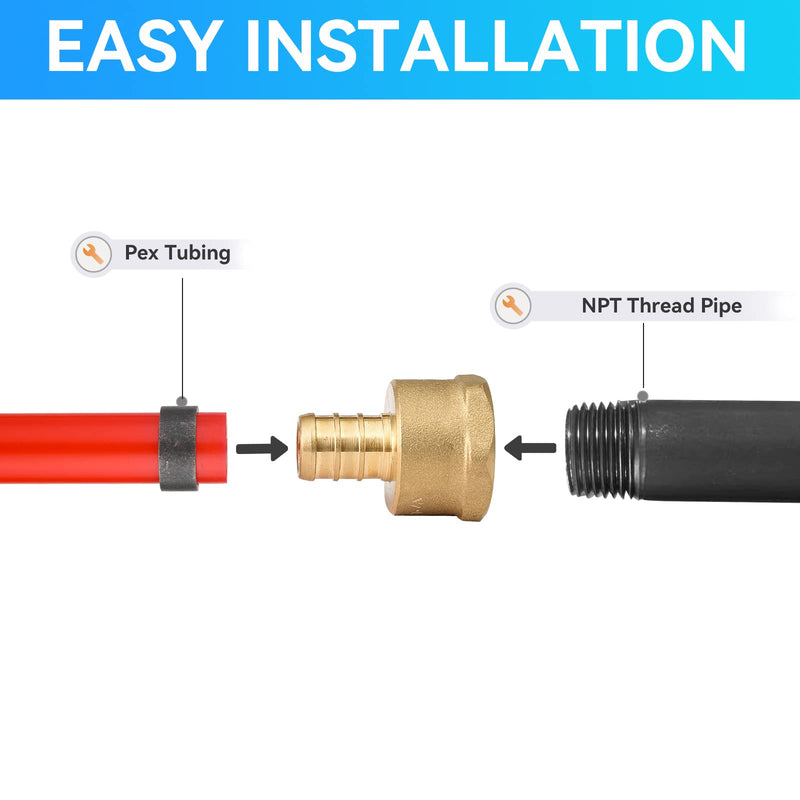[AUSTRALIA] - (Pack of 5) PEX 3/4" x 3/4" NPT Female Threaded Adapter,Brass Pex Crimp Adapters Fitting for PEX Pipes in Plumbing Jobs(PEX1807044-5Pack) 3/4Inch(5Pack) Female Adapter 