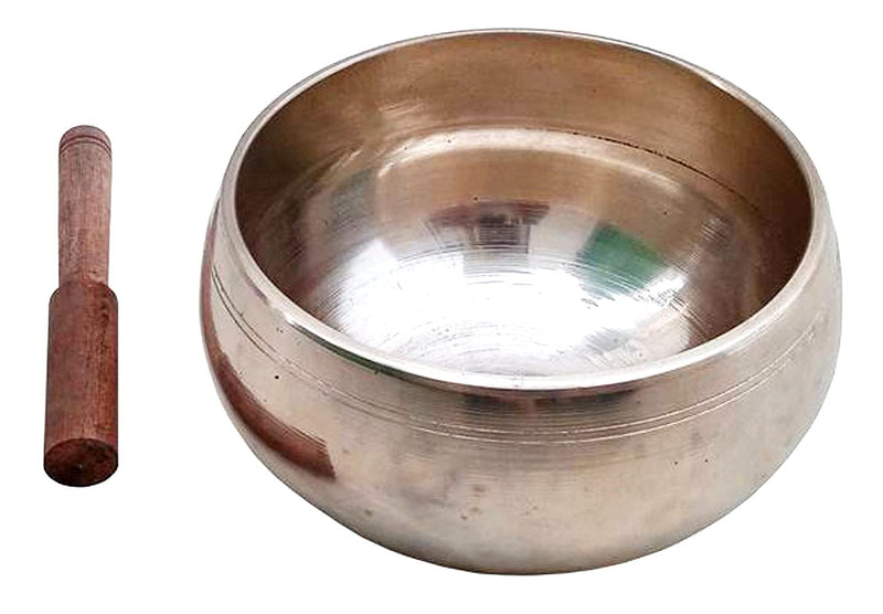 Purpledip Bell Metal Singing Bowl: Dhyana Musical Instrument For Meditation, 3.5 Inches, Gold (12397) Scripture design | 4 inches | Gold | No pillow cushion