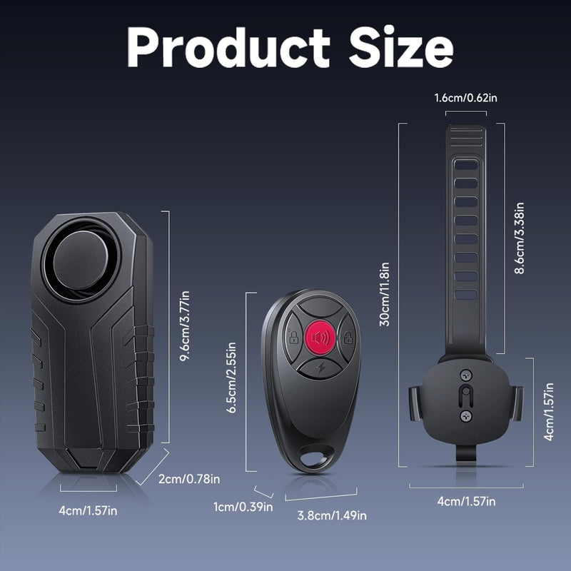 [AUSTRALIA] - 110dB Loud Anti Theft Vibration Sensor Alarm Systems for Electric Bike Motorcycle Golf Car Trailer Mailbox Garage Door Waterproof Home Security Bike Accessories Bike Alarm with Remote 