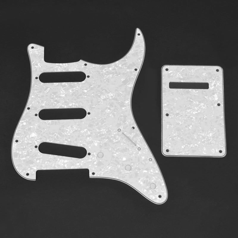 [AUSTRALIA] - SAPHUE SSS 11 Holes Strat Electric Guitar Pickguard and BackPlate Set for Fender US/Mexico Made Standard Stratocaster Modern Style Guitar Parts (SSS,3Ply White Pearl) 3Ply White Pearl 