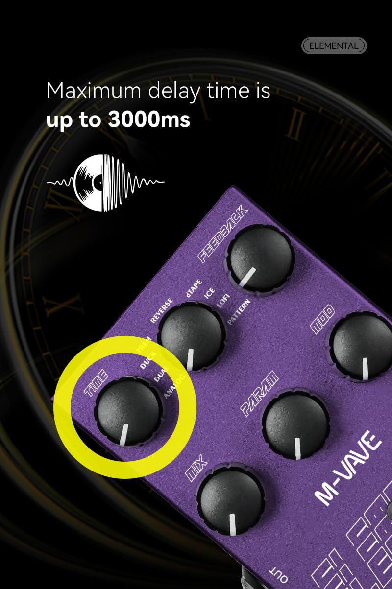 New Elemental Digital Delay Pedal 9 Different Delay Guitar Effects Delay Guitar Pedal Supporr for HOLD Mode and TAP