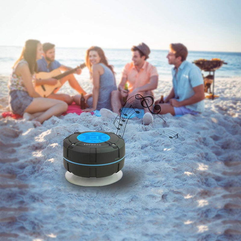 Portable Shower Speaker, IPX7 Waterproof Wireless Outdoor Speaker with HD Sound, 2 Suction Cups, Built-in Mic, Hands-Free Speakerphone for Bathroom, Pool, Beach, Hiking, Bicycle Blue