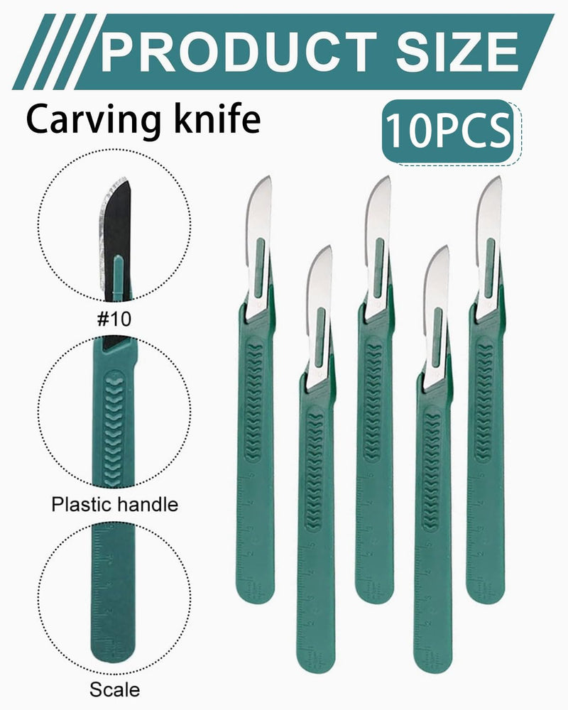 TPZORJX Pack of 10 Disposable Plastic Surgical Scalpel Knives, Disposable Scalpel Blade, Sterilised Disposable Scalpels with Protective Cap, Individually Packed Scalpels