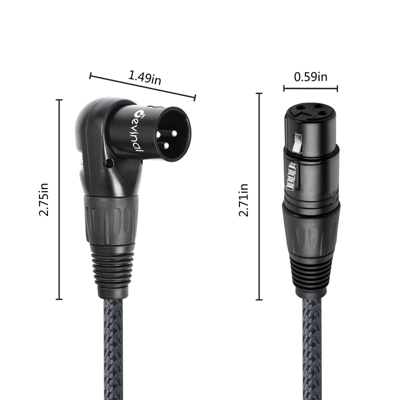 Devinal Right Angle XLR Cable, Adjustable-Angle Male to Straight Female Microphone Cable Cord, 90 Degree XLR Adapter for Sound Devices Mixer Recorder, 1 FT, 2 Pack Angle Male 1FT