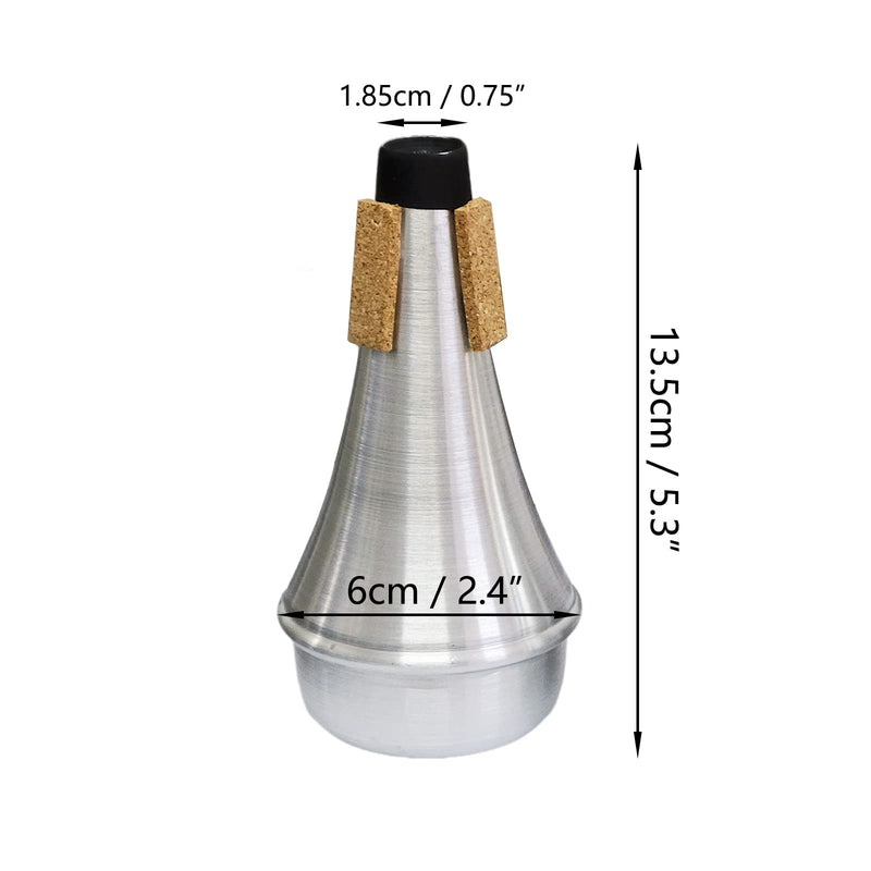 Practice Silencer Brass Trumpet Mute Aluminum Cork Musical Instrument Part (2Pcs (Mute+Silencer)) 2Pcs (Mute+Silencer)