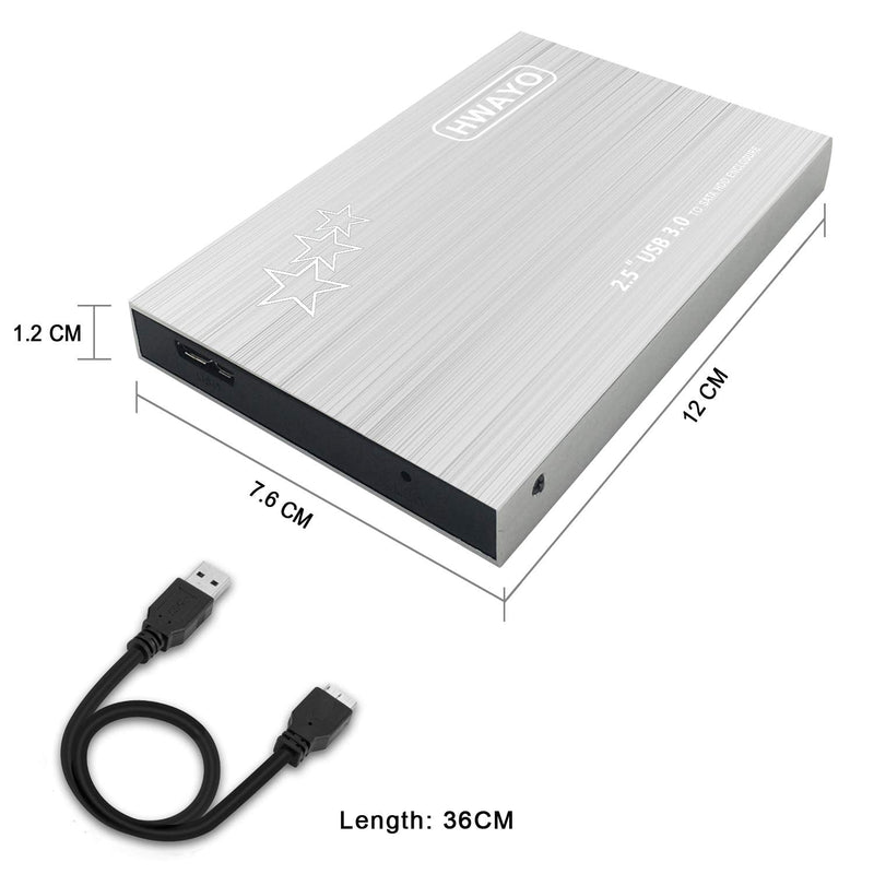 HWAYO 1TB External Hard Drive Portable 2.5'' Ultra Slim HDD Storage USB 3.0 for PC, Laptop, Mac, Chromebook, Xbox One (Silver) Silver