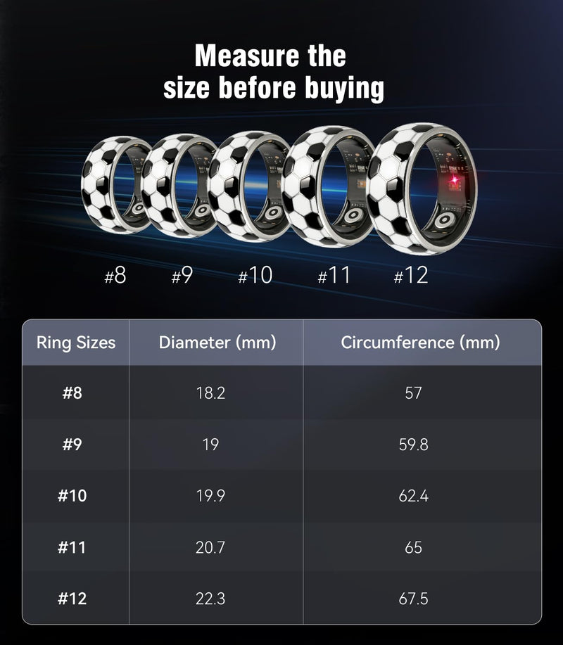 Smart Ring & Wireless Charging Case【Pro Athlete Grade – Precision Sports Tracking】2026 World Tournament Soccer Fan Smart Ring for Women & Men, Fitness Wearable Device for Training & Sleep Tracking 10#