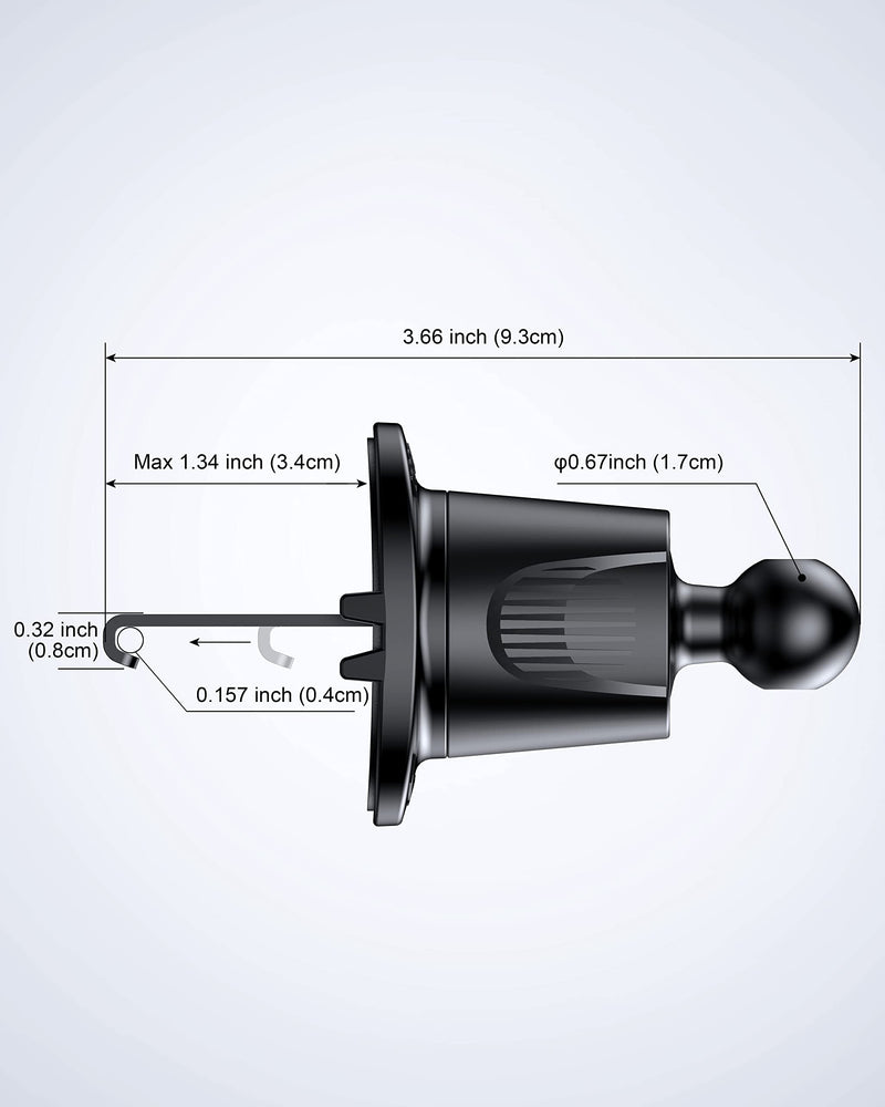 Air Vent Car Phone Holder, Stable Metal Hook, Wide Clamp, Anti-Vibration | Rotatable smartphone mount with one-press release and heat-resistant grip; fits large iPhone and Android phones with cases. AC-Cyan