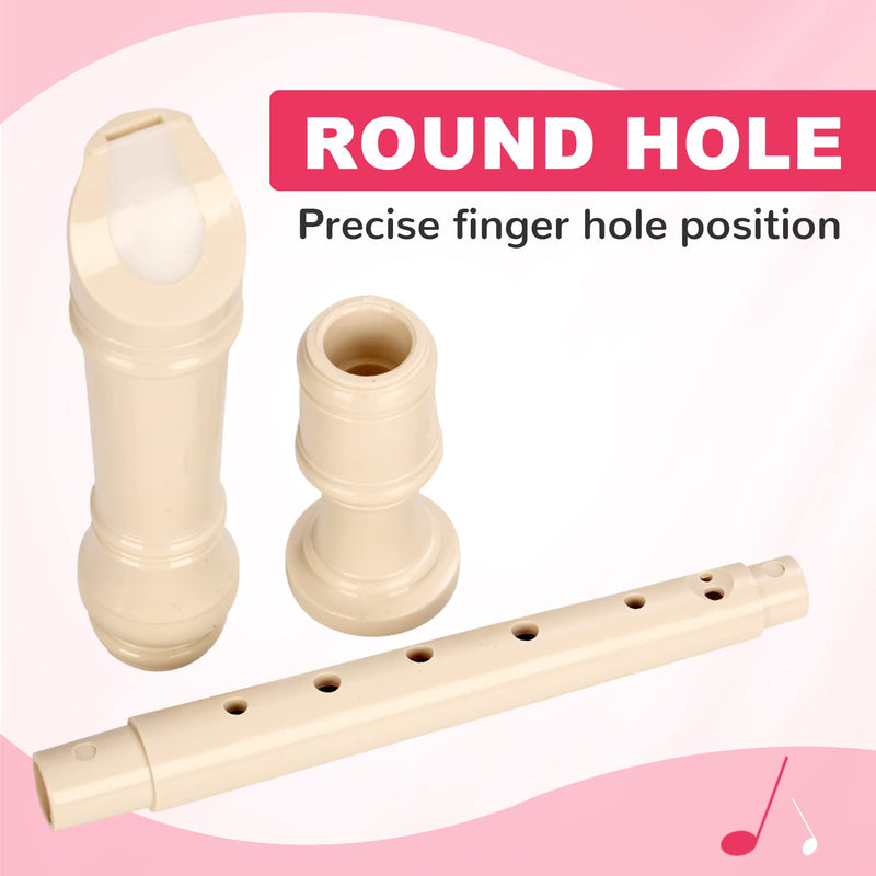Soprano Recorder Instrument for Kids&Student - German Fingering 8 Hole Flute ABS Descant Recorders for Beginners with Cleaning Rod and Bag, Beige 8 hole German-style Beige (ABS)