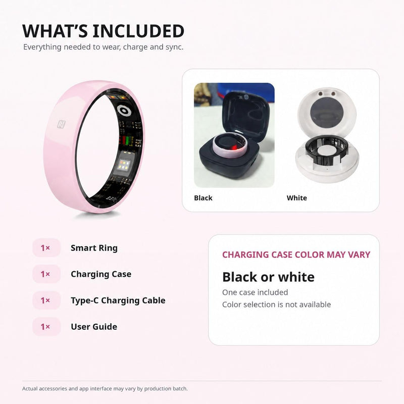 Smart Ring for Women and Men, Sleep & Fitness Tracker, NFC, Pink Size 8 | Screen-free ceramic smart ring for sleep, activity, heart-rate and blood-oxygen trends, with NFC and 3–5 day battery life. #8